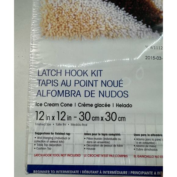 Wonderart Latch Hook Kit And Hook Tool 12"×12" Heart Ice Cream Cone - Picture 2 of 5